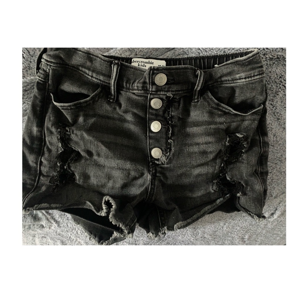 Girls Abercrombie kids black distressed denim shorts
